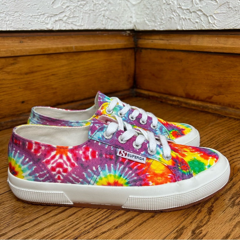Superga 2750 Fabric FanTiedyew Rainbow Tie Dye Canvas Sneakers NWOT Size 7